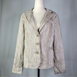 CAbi 346 ginger snap crinkle check gingham jacket stretch M
